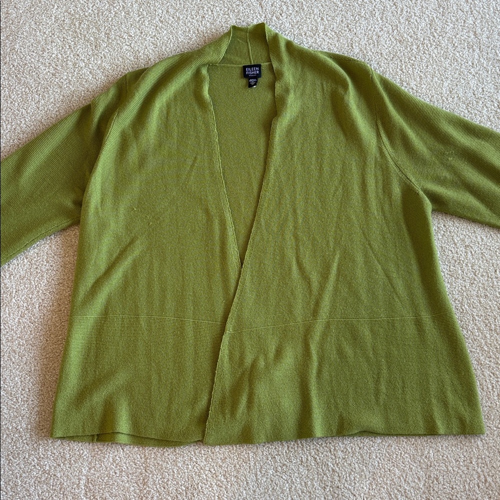 Eileen Fisher Olive Merino Wool Cardigan